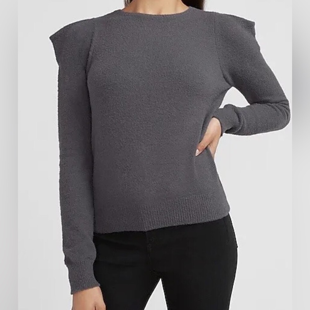 Express Gray Puff Sleeve Sweater